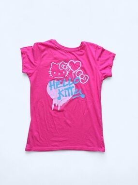 Hello Kitty Bright Pink Short Sleeve Tee with Heart Graphic